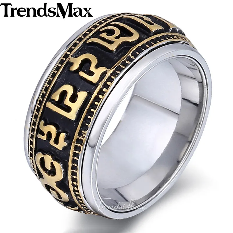 Trendsmax Trendy Mens Women Magic Runes Wedding Engagement Band Ring 316L Stainless Steel Ring HR335