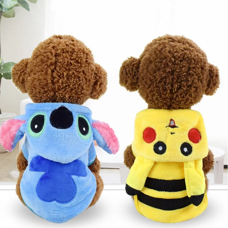 

Fast Shipping Dog Clothes Winter Cartoon Morphed Pet Clothes Two Feet Plus Velvet Thickening Teddy Dogs Clothes Pets Clothing