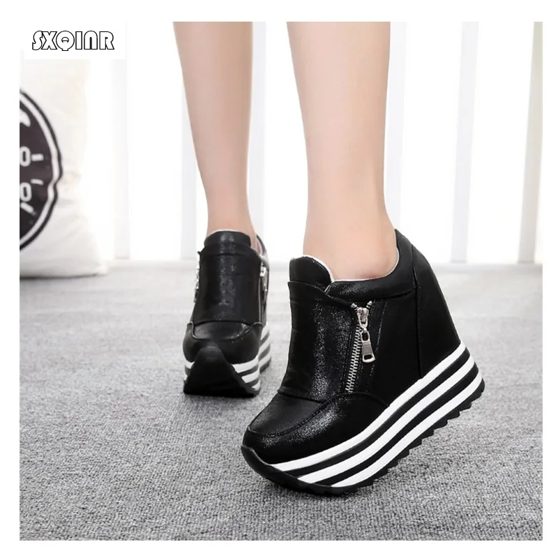 

Height Increasing Women Shoes 2018 Spring Autumn wedge heel Flats Women Shoes with increased platform fashion casual shoes