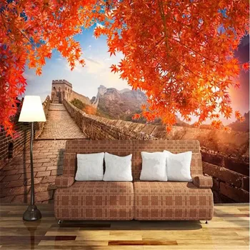

Atmospheric Great Wall Red Leaves HD TV Wall Factory Wholesale Wallpaper Mural Custom Photo Wall