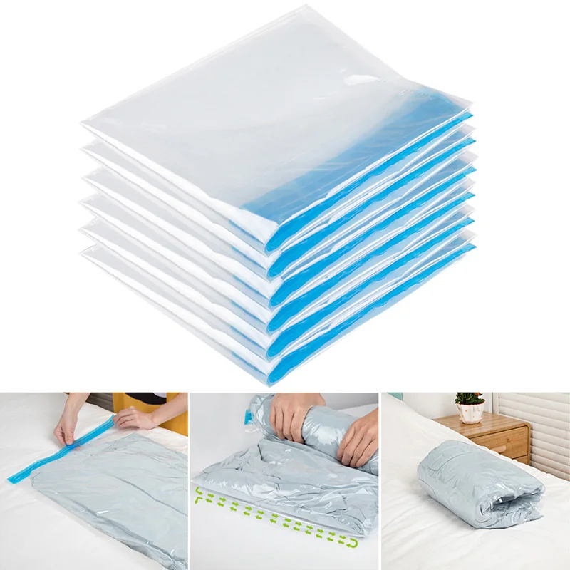 

New Folding Vacuum Bags Hand Roll Clothes Vacuum Compressed Storage Bag Wardrobe Travel Space-saving Transparent Sealed Bag 2019