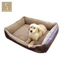 SewCrane Vintage gamuza Durable cachorro Cuddle perro cama para dormir con cubiertas lavables extraíbles, marrón