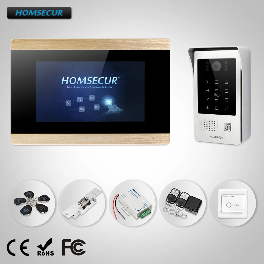 

HOMSECUR 7" Wired Hands-free Video Door Intercom with RFID Access BC091+BM715-G