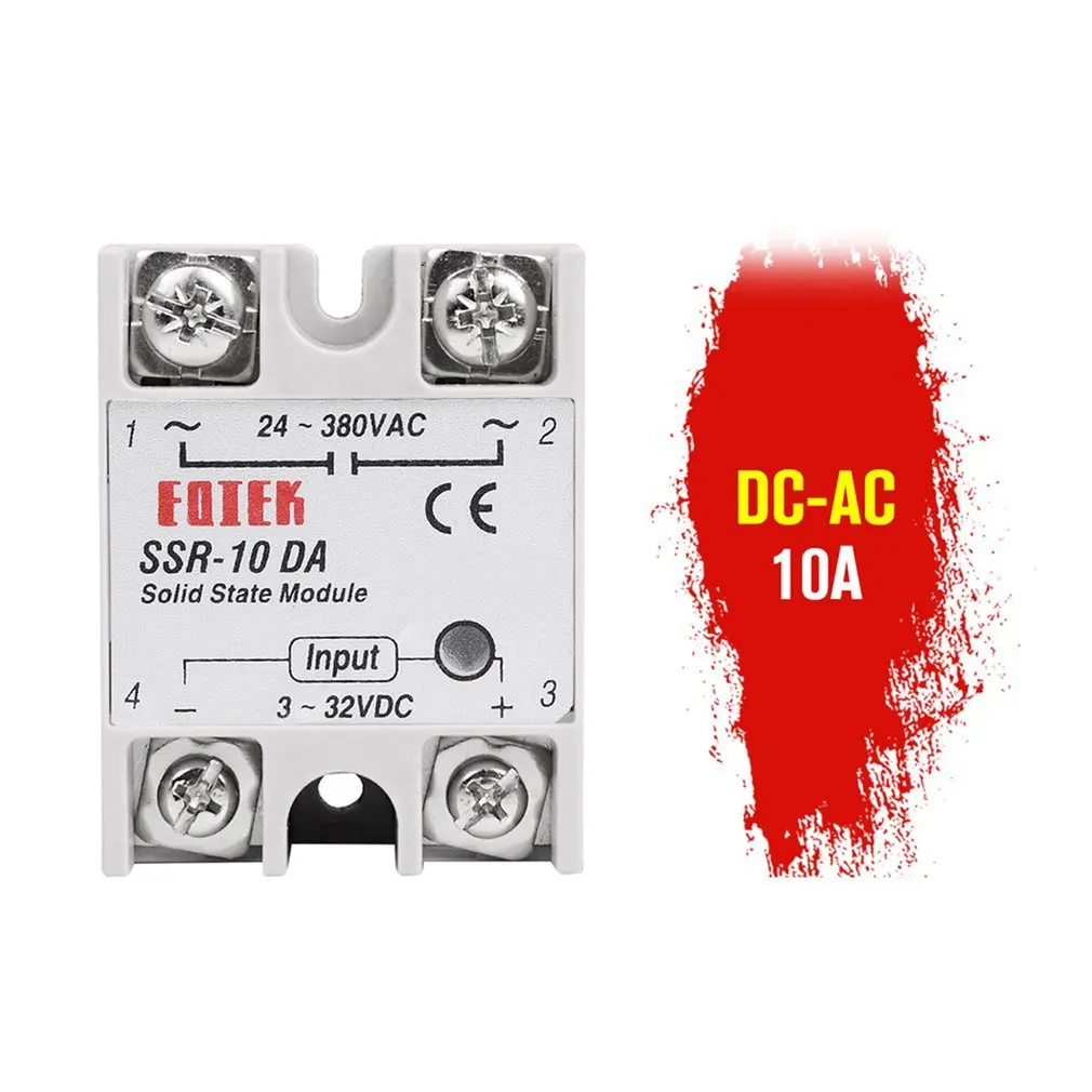 Твердотельное реле DC-AC 10A 25A 40A 60A 80A 100A 12V 3-32V DC до 220V 24-380V AC нагрузки однофазный SSR для контроля температуры