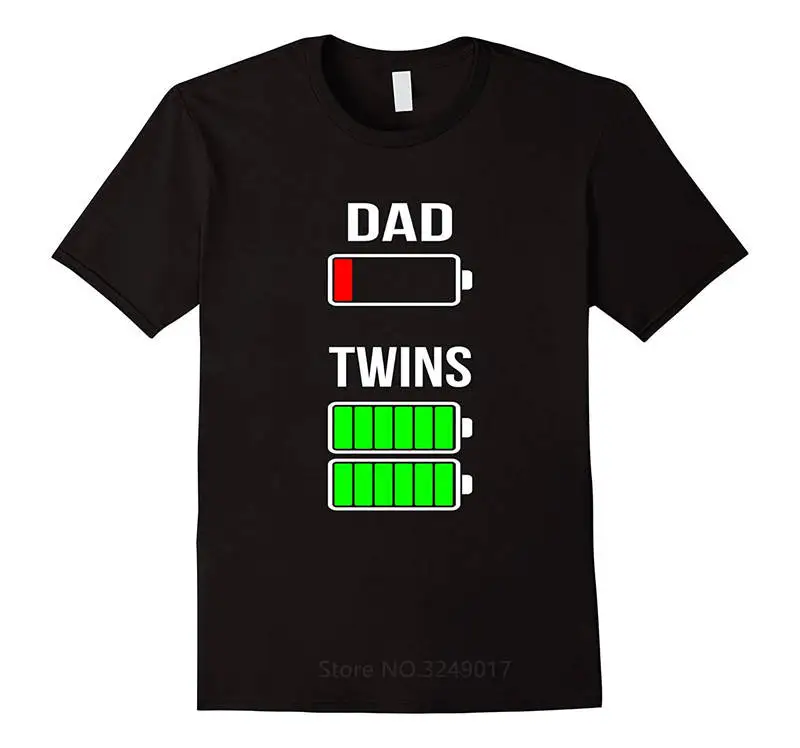 

Biker T Shirts Tired Dad Low Battery Twins Full Men'S Cotton O-Neck Short-Sleeve Shirts