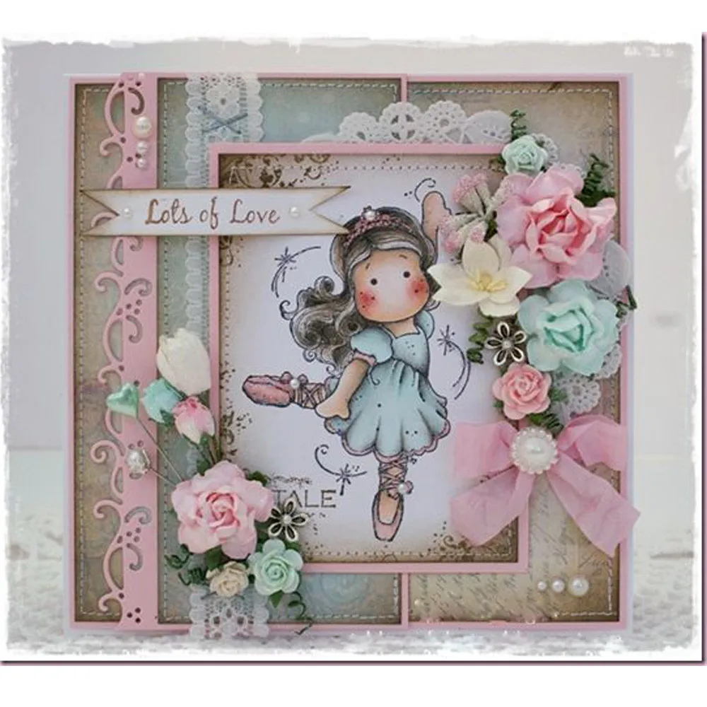 

Dancing Girls Transparent Stamps + Metal Cutting Dies Stencils Scrapbooking Embossing for DIY Crafts photo album Decorative