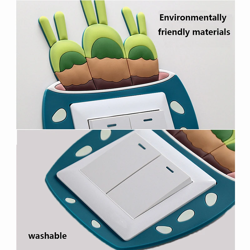 Светящийся 3D светильник кактус переключатель наклейки s настенные наклейки-переключатель протектор Гостиная Современная Настенная Наклейка украшение для розетки