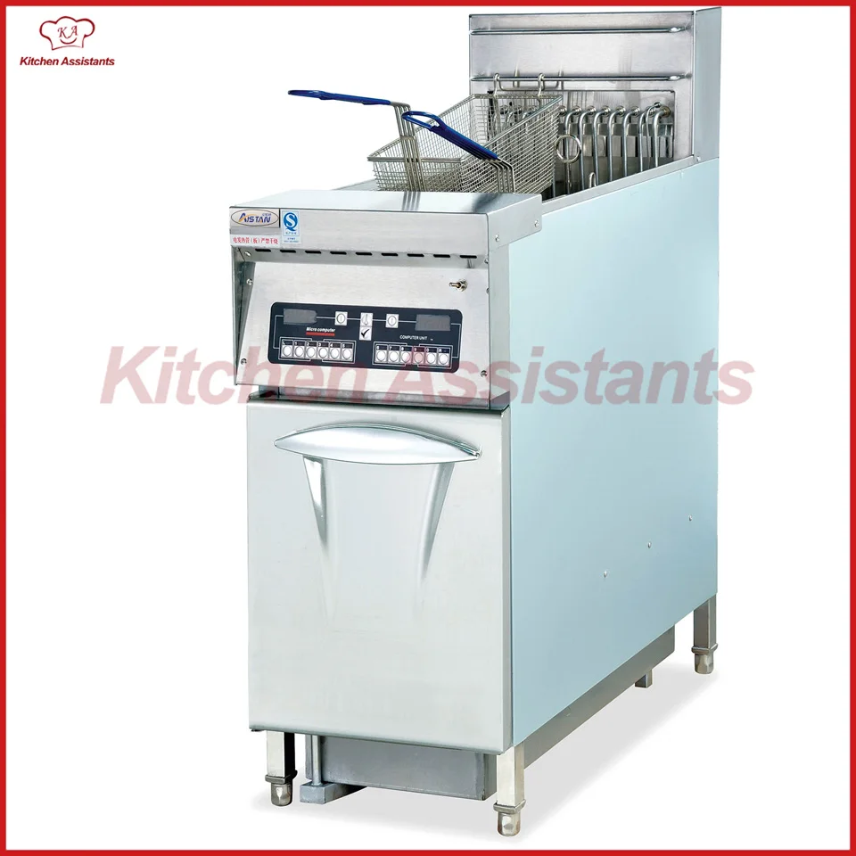 

DF30A 1 tank vertical free standing computer oil fryer with oil filter for chicken chip food fried for commerical KFC kitchen