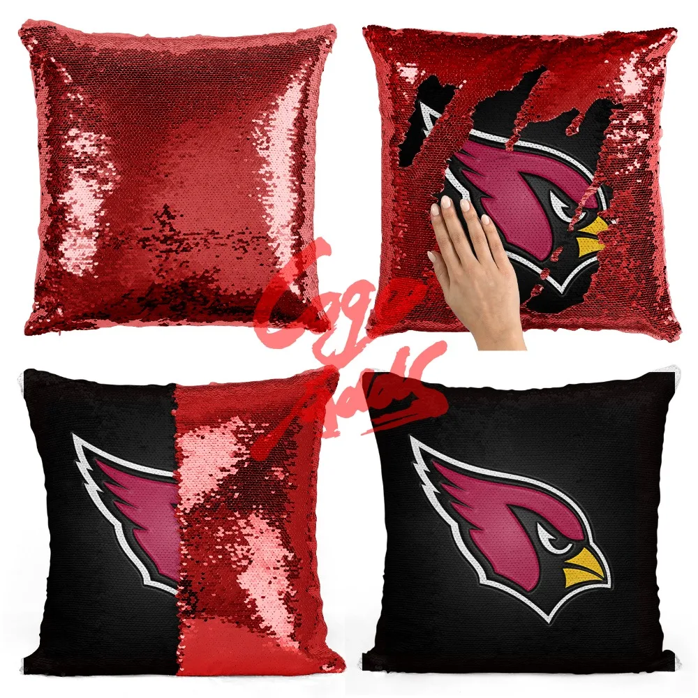Декоративные подушки Arizona Cardinals, двусторонний чехол с русалочкой и блестками, Прямая поставка