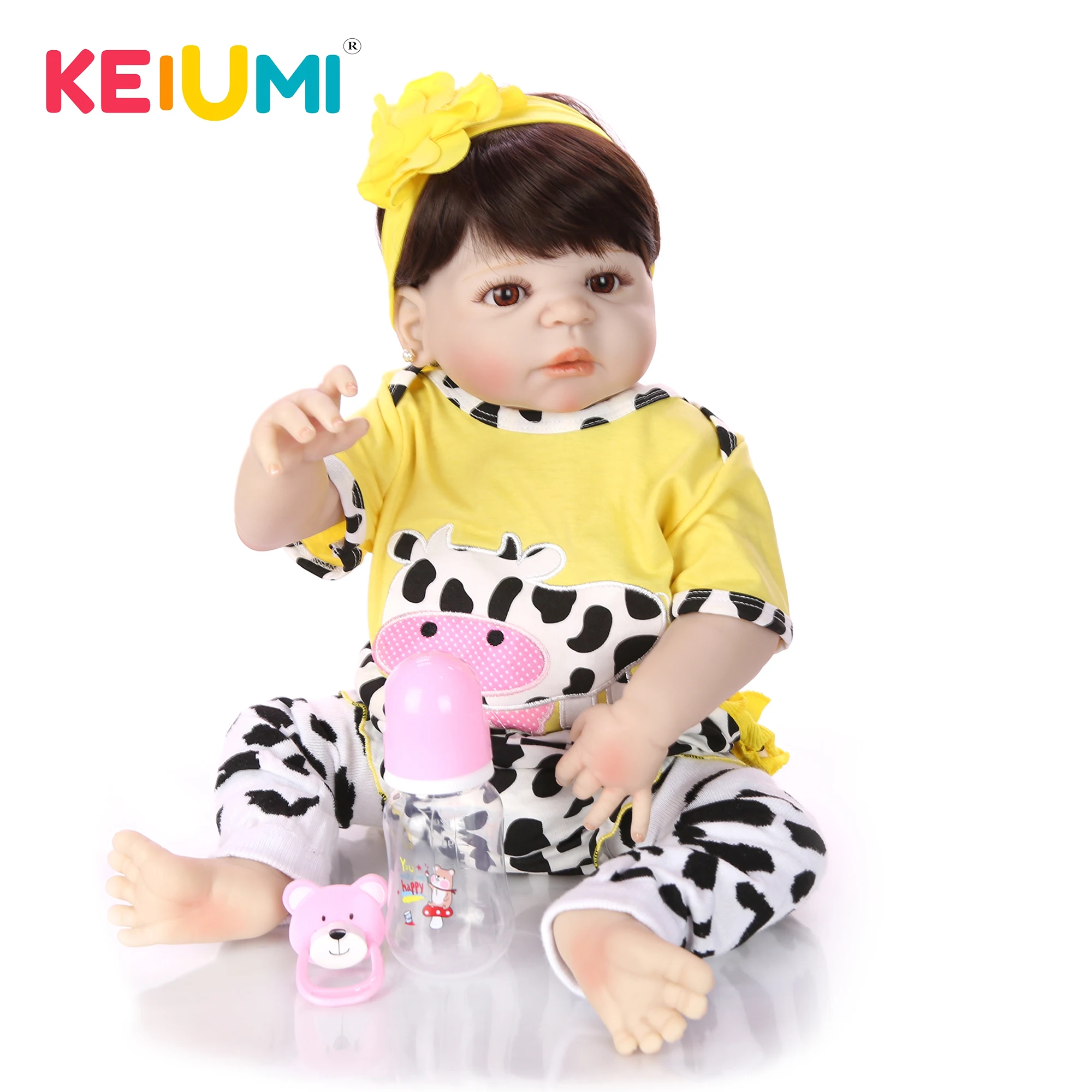 Реалистичные 23 ''силиконовые куклы Reborn Baby cosplay желтая корова полное виниловое покрытие Детские куклы милые модные подарки для девочек