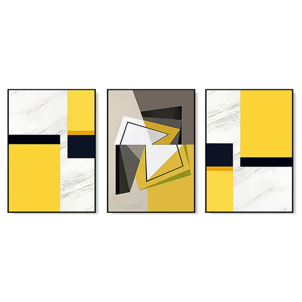 SD LINLEEHON Scandinavian Decorative Painting Abstract Decorative Painting Geometry Modern Living Room Triple Painting Unframed