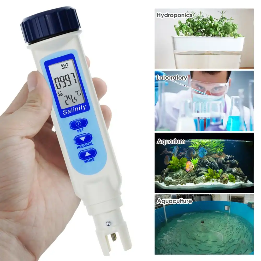 Salinity & Temp Meter Pen Type Salt Water Quality Tester ATC NaCl 3 in