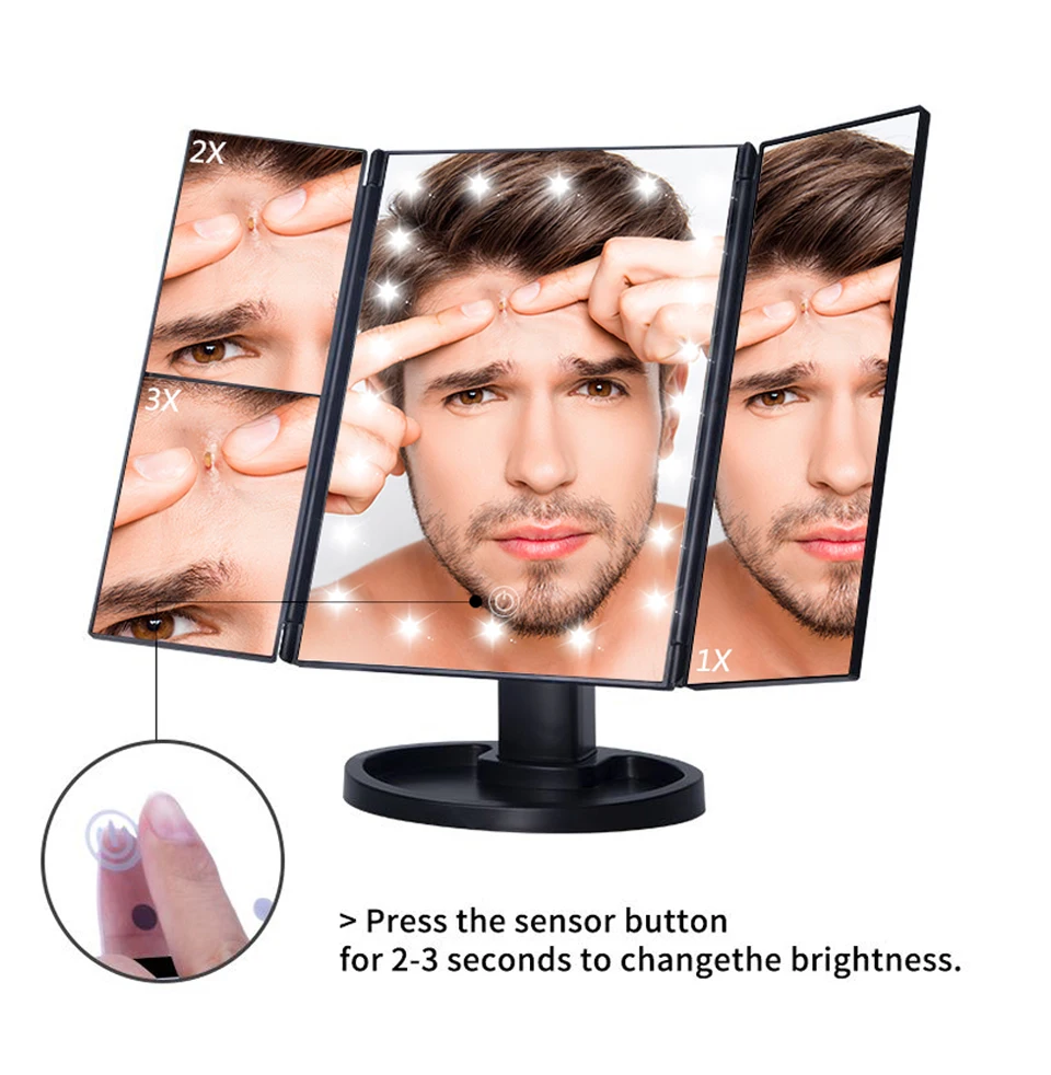 22 зеркало для макияжа зеркало с подсветкой Светодиодный Фонари сенсорный экран макияж зеркало 1X 10X Настольный столешн