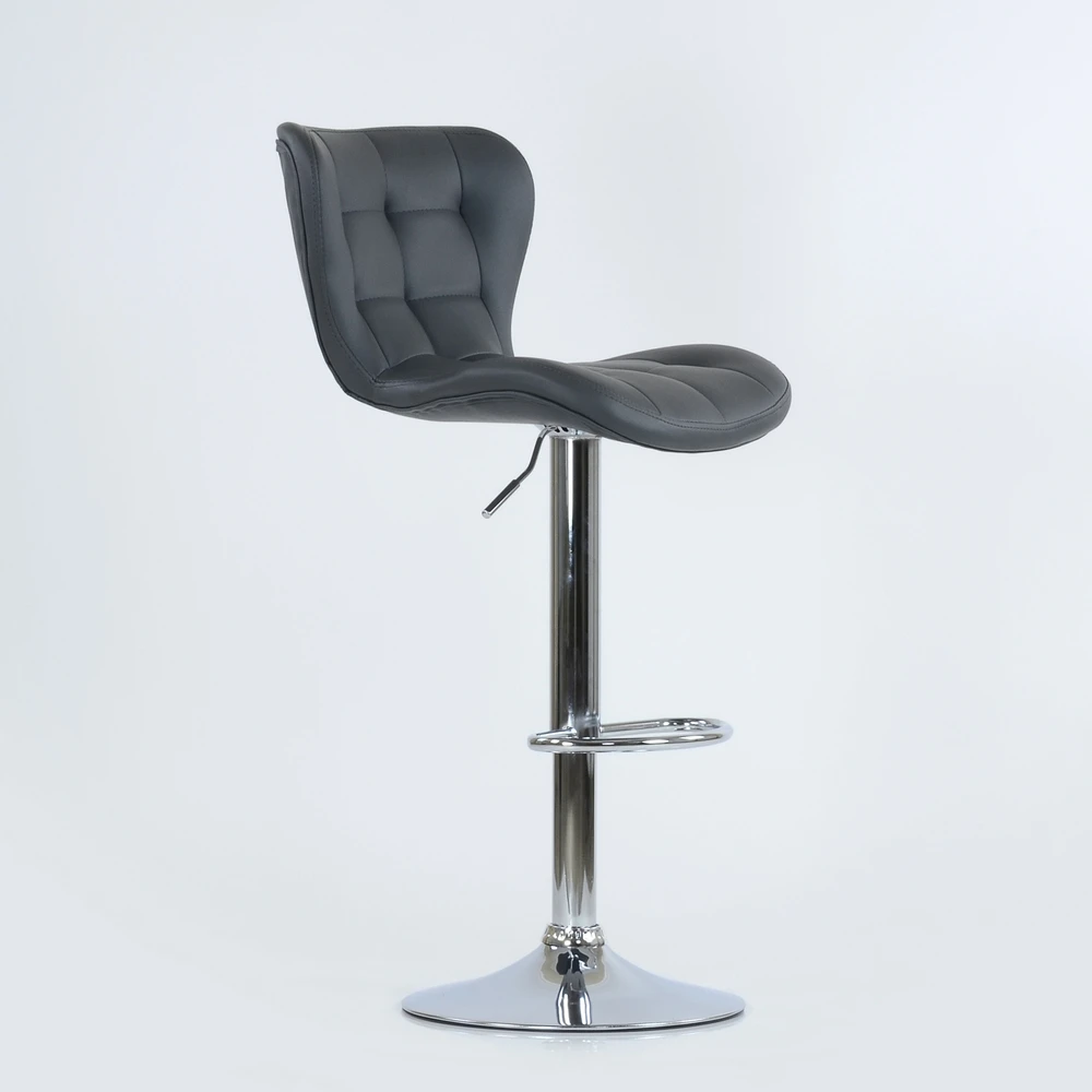95511 Barneo N-30 эко-кожа серый кухонный барный стул с мягким сиденьем на газ-лифте стул мебель для кухни высокий стул для барной стойки кресло для мастера маникюра в Казахстан по России