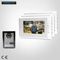 HOMSECUR 7-дюймовый Проводной Видеодомофон с одной кнопкой разблокировки 1 Камера 3 мониторы: XC005 + XM708-S