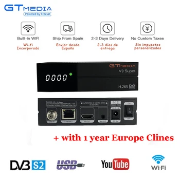 

GTMedia V9 Super Full HD DVB-S2 Satellite Receiver 1 Year Europe Cccam Cline Same Freesat V9 Super Upgrade From Freesat V8 Super