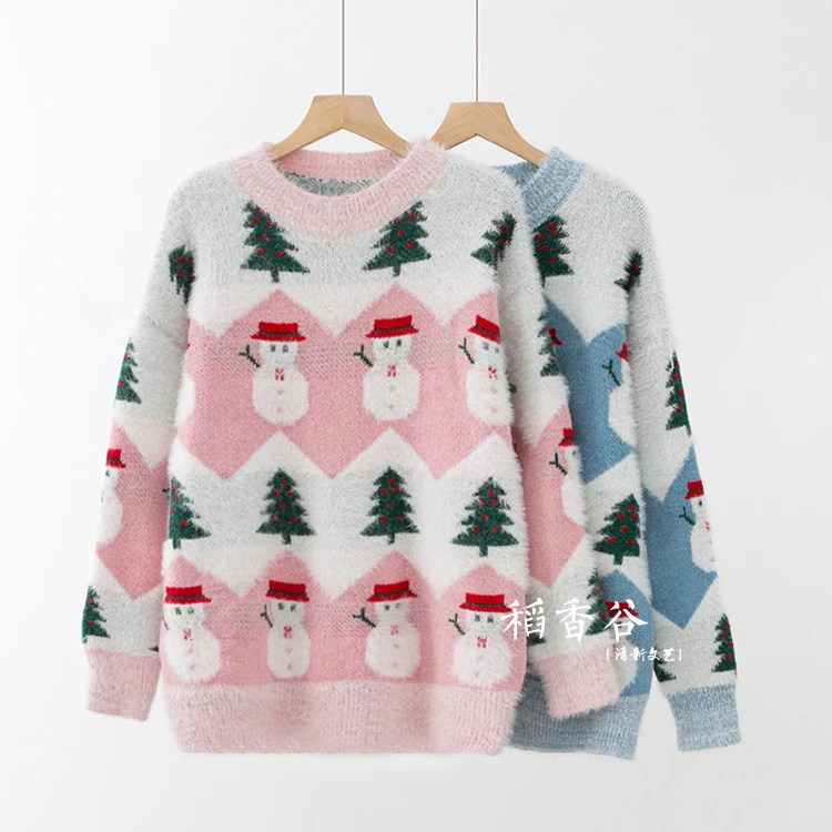 

2019 New Women's Sweaters Pullovers Tops Female High Quality Cartoon Sweaters and Pullovers Clothing Spring Fall Pink Blue