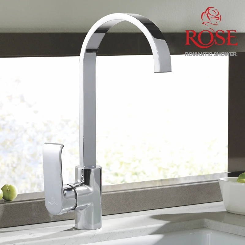 ROSE Смеситель для кухни, латунный, кран хромированный для кухни,кухонный кран,высокий смеситель для кухни R1713