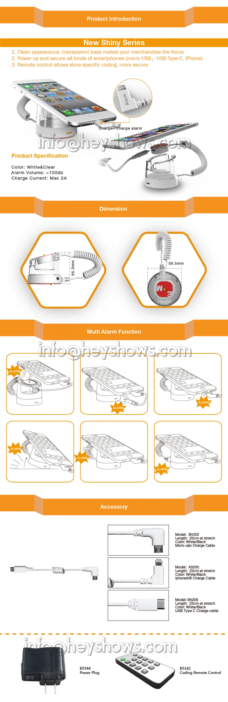 Display para Celular Smartphone do Assaltante do Sistema de Alarme 10x de Segurança do Telefone Móvel Stand Acrílico Anti Roubo Seguridad Titular Dhl 3 Acrílico Display Para Celular Smartphone do Assaltante