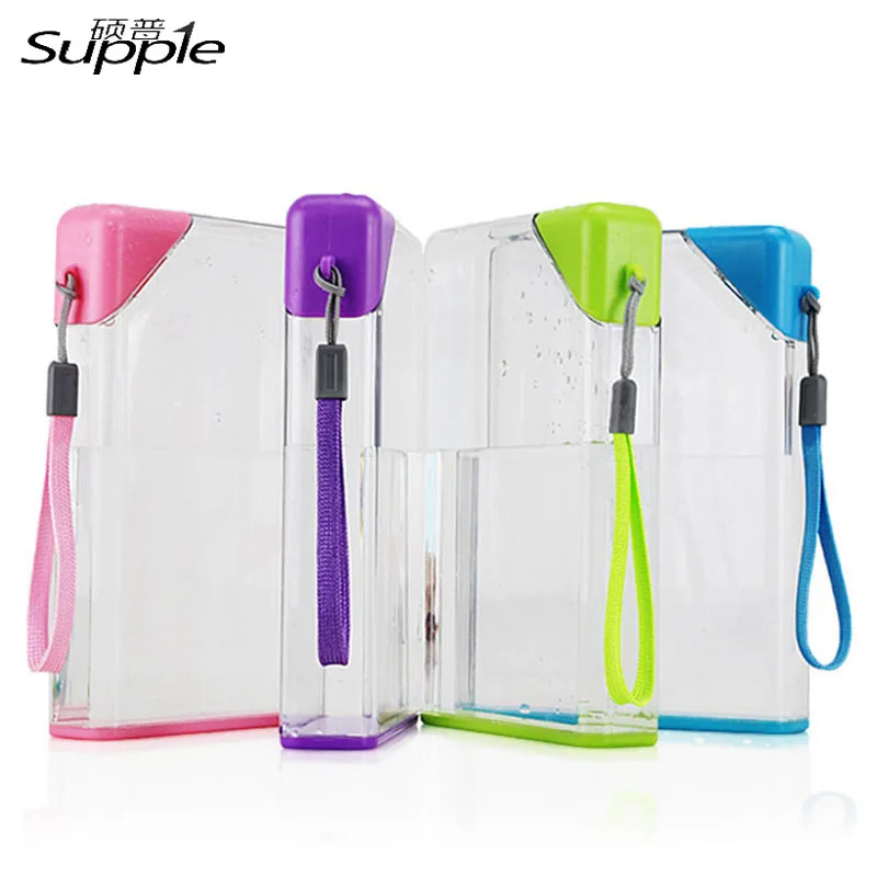 

New A5 Notebook 450ML Paper Square Flat Water Bottle Creative Advertising Gift Portable Cover Student Movement Kettle Plastic