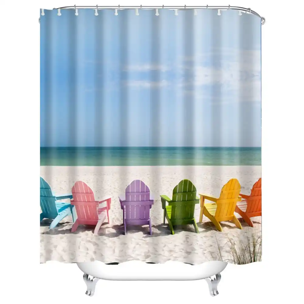 Download Praia cortinas chuveiro do banheiro HD