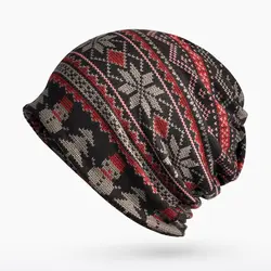Снежинка печати унисекс Повседневное зимняя шапка шарф двойного назначения конский хвост громоздкая шапочка