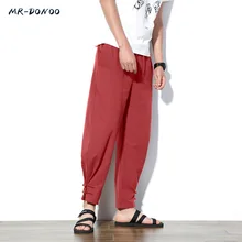 MRDONOO Китайский ветер льняные мужские свободные тонкие хлопковые повседневные брюки ретро пластины ноги брюки мужские летние брюки Харлан