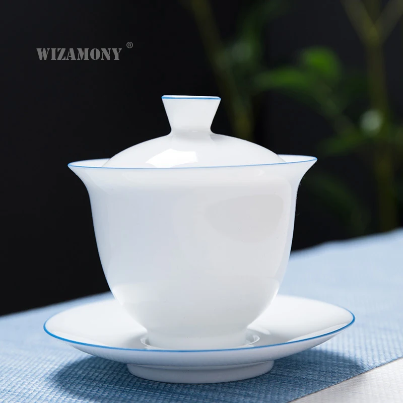 110 мл, WIZAMONY, стиль, белая керамика, китайский стиль, кунг-фу, Gaiwan, посуда для напитков, чайная чаша, чайный набор, чайный горшок, фарфор, пуэр, зеленый чай - Цвет: B
