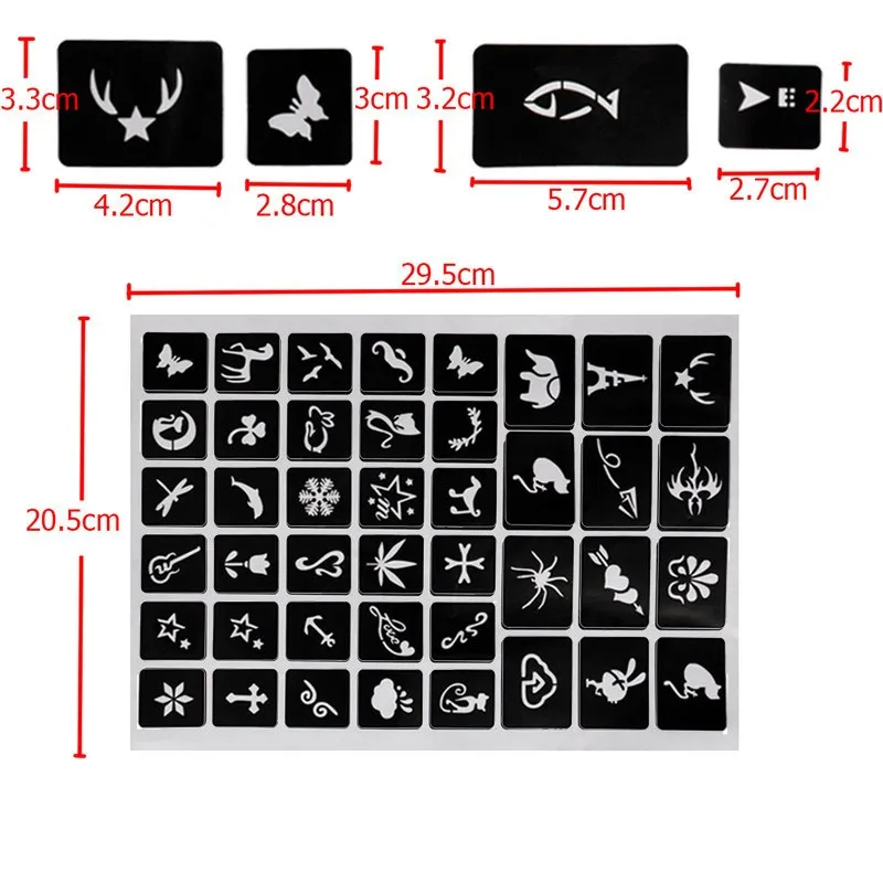 99 шт аэрография блеск трафарет татуировки хна полый рисунок маленький милый кот цветок бабочка мультфильм дизайн DIY боди-арт шаблон