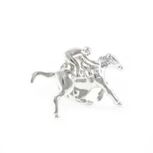 Jockey Lapel Pin Silver Tone Racing Horse Sports Suit Pin Holiday Gifts Pins Birthday Gift Lapel Pins