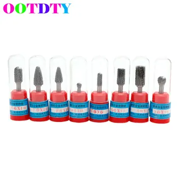 

OOTDTY 8Pcs/set 1/4" Tungsten Carbide Rotary Dual Cut Burr Bit Set 6mm Rotary Cutter Files CNC Engraving Tool