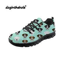 Doginthehole с изображением собак боксеров печати женские кроссовки для прогулок; обувь для спорта и прогулок удобные ультра легкий черный Zapatillas