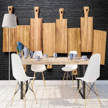 

Else Black Floor on Wood Chopping boards 3d Print Photo Cleanable Fabric Mural Home Decor Kitchen Background Wallpaper