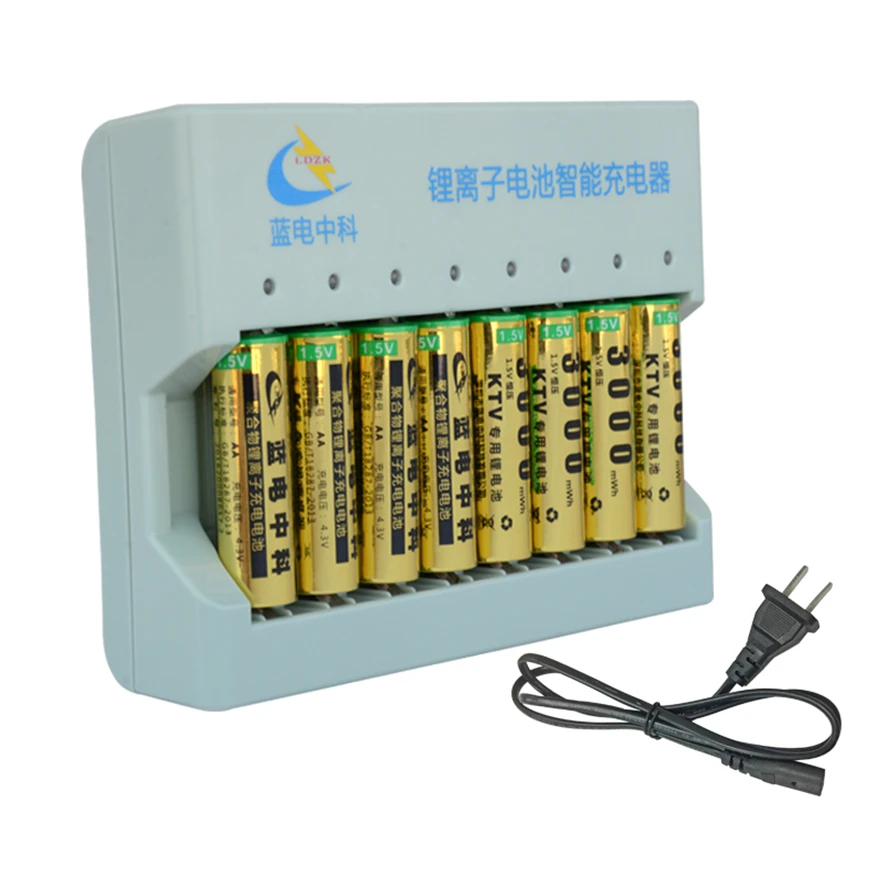 8PCS 1.5v 3000mWh no memory effect rechargeable lithium polymer lithium ion polymer lithium battery + 8 slot smart charger 8PCS 1.5v 3000mWh no memory effect rechargeable lithium polymer lithium ion polymer lithium battery + 8 slot smart charger