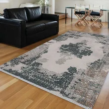 Alfombra de estilo bohemio lavable Kilim lavable antideslizante estampado 3d persa étnica turca otomana gris