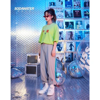 

SODAWATER GIRL Patchwork Sweatpants Ankle Drawstring Track Pants Streetwear Hip hop Loose Fit Elastic Waist Trousers 81161W