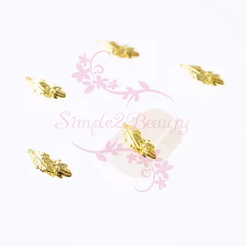 

100pcs/lot Feather Leaf Japanese Style Metal Gold Alloy Charms 3D Nail Art Manicure Jewelry DIY Decoration Accessories Wholesale