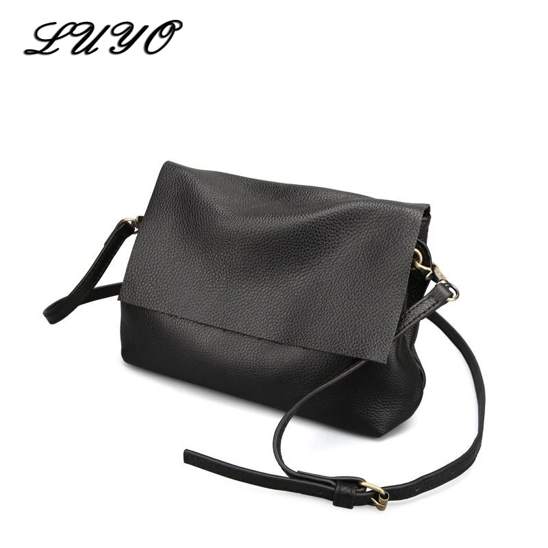 

LUYO Soft Genuine Leather Bags For Women 2018 Cowhide Handbags Crossbody Bags For Female Messenger Bag Designer Shoulder Purse