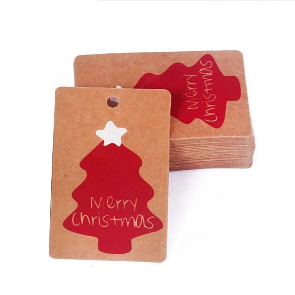 50Pcs Christmas Party Decor Kraft Paper Tags DIY Craft Label Hanging Ornaments | Дом и сад