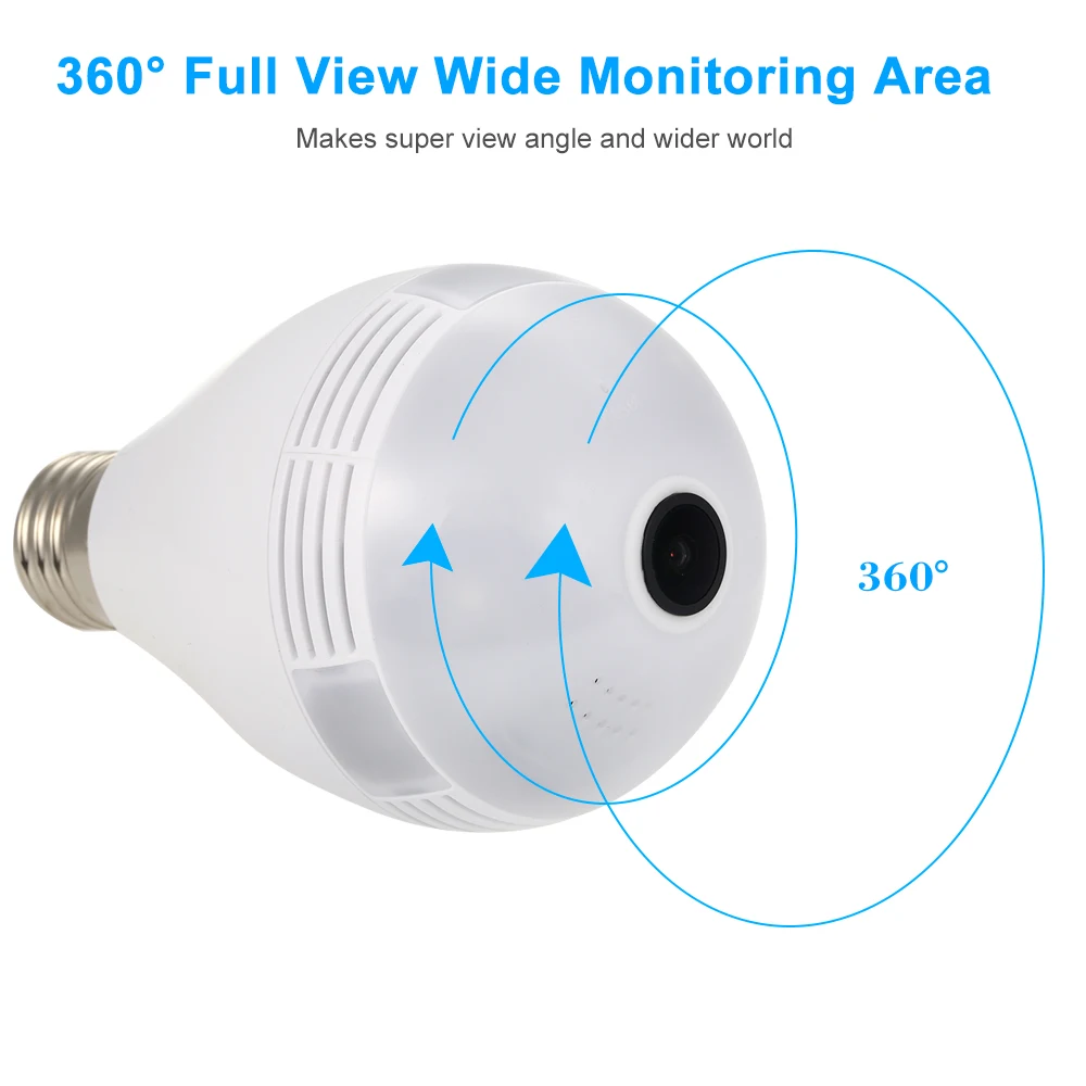1080P WiFi беспроводная домашняя охранная мини-лампа рыбий глаз панорамная камера светодиодный светильник лампа для наблюдения ip-камера 360 градусов