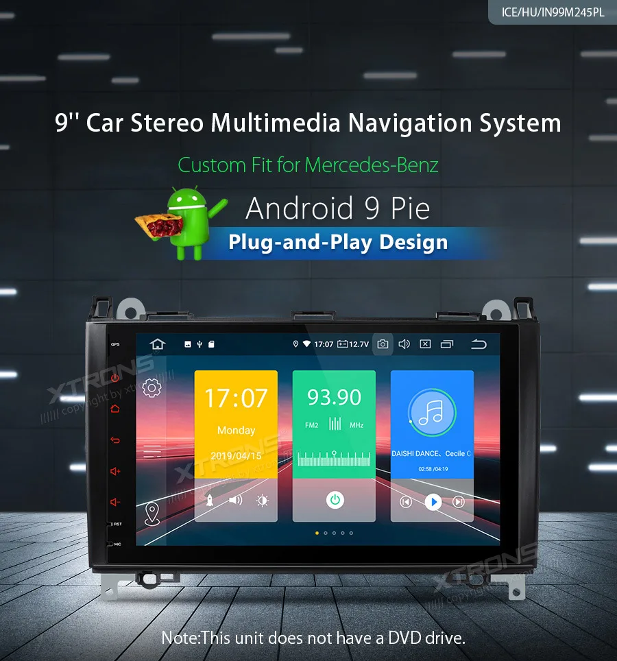 XTRONS Android 9,0 автомобильный стерео Мультимедийный Плеер для Mercedes Benz W245 W169 W906 W639 gps навигация Plug& Play дизайн без DVD