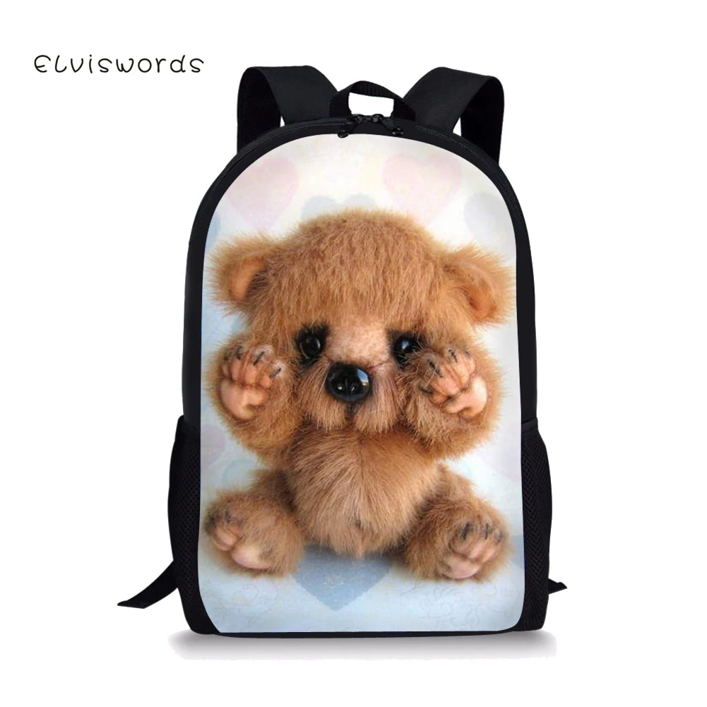 

ELVISWORDS Cute Backpack Little Bear printing for Teenager Girls Boys Kids Adorable Children Bags Casual Women Travel