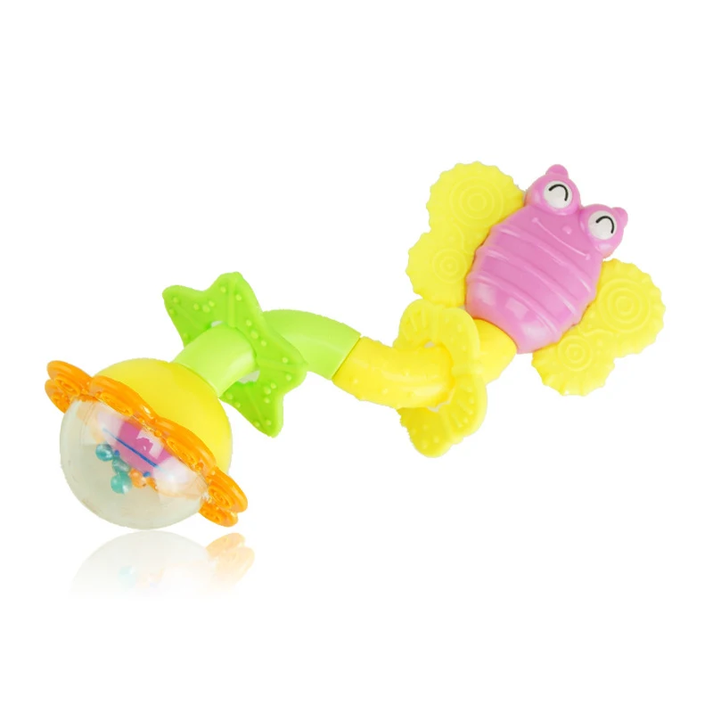 Cute Animals Baby Chewy Teething Toys Bell Ring Teether Toddlers Organic Infants Training Sensory Toothbrushes  (3)