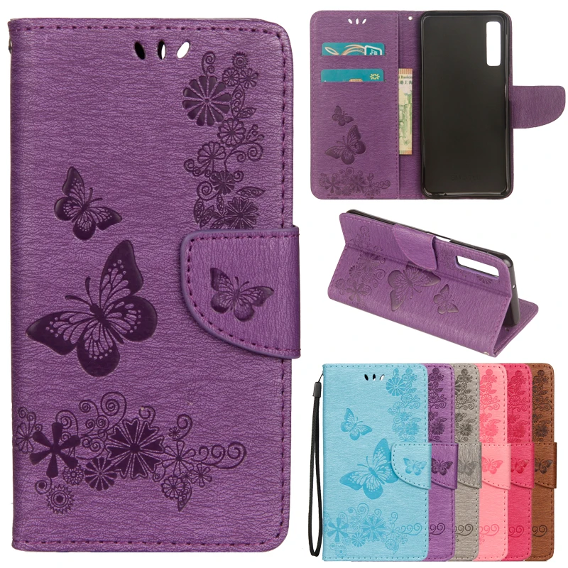 A7 2018 Case on for Samsung Galaxy A7 2018 Cover for Samsung A7 2018 A750F Fundas 3D Emboss Butterfly Flip Leather Phone Cases A7 2018 Case on for Samsung Galaxy A7 2018 Cover for Samsung A7 2018 A750F Fundas 3D Emboss Butterfly Flip Leather Phone Cases