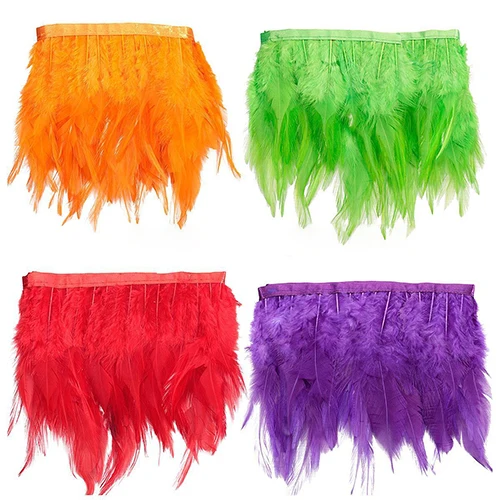 

1m Nature Hackle Goose Feather Fringe for Wedding Craft Sewing Costume Millinery