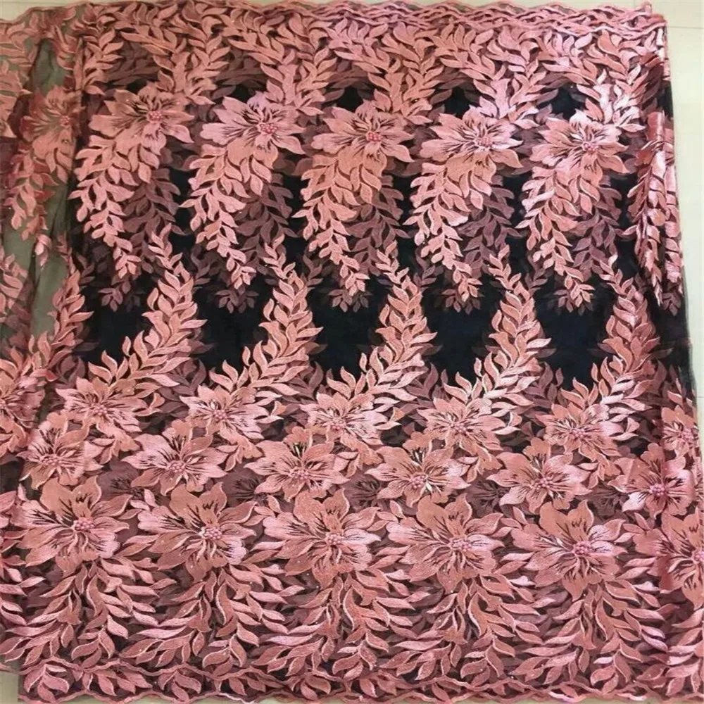 

2018 French lace fabric with high quality special 3D lace fabric with beads and stone for a wedding dress/clothes HJ671-1