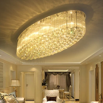 

Modern LED Rectangular Crystal Ceiling Lights Aisle Oval Restaurant Bedroom Light Villa Lamps With