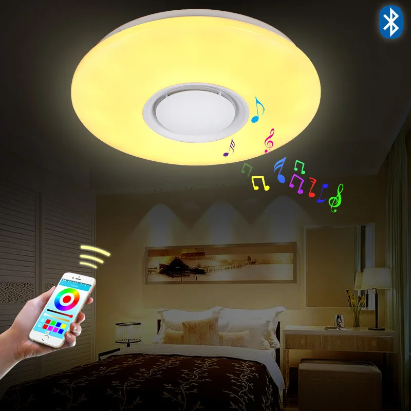 

Smartphone APP Music Ceiling Light Bluetooth Audio LED 7 Color Changing Bedroom Home Decoration Lamp