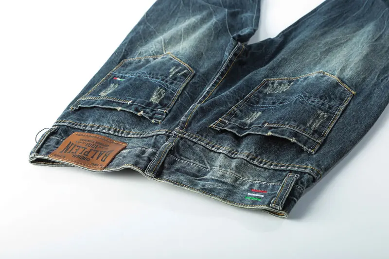 Новинка 2017 года Dsel брендовые модные дизайнерские джинсы Для мужчин прямые Голубой цвет с принтом Для мужчин джинсы Рваные Для мужчин