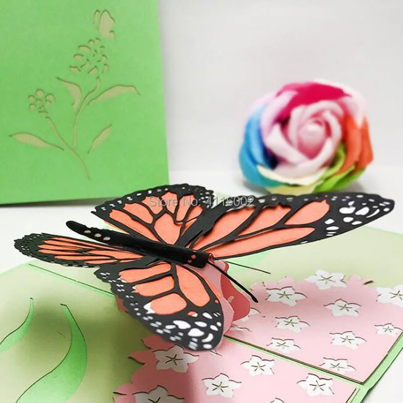  50pcs 3D Paper Laser Cut Handmade Butterfly Greeting Card Wedding Party Invitation Valentine's Day  - 1.00001E+12